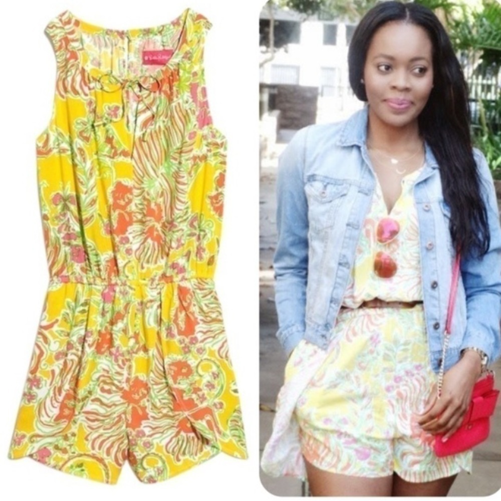 Lilly Pulitzer Target Challis floral Romper Happy Place
